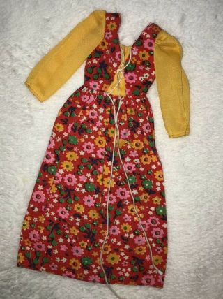 Vintage Barbie Mod 70s Best Buy Fashion 9575 Peasant Floral Dress