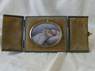 Rare Antique Portrait Miniature of a Child,  Baby 1912 2