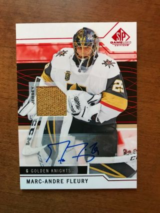 2018 - 19 Marc - Andre Fleury Sp Game Gold Jersey Auto Golden Knights Rare