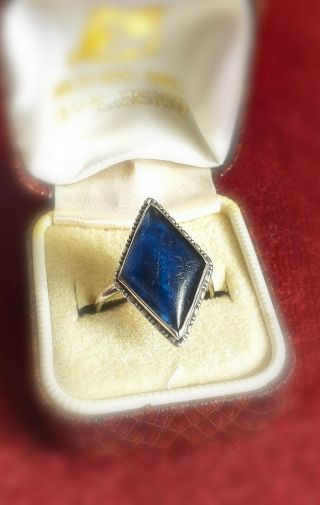 Art Deco Tlm Thomas L Mott Antique Blue Silver Butterfly Wing Ring O Sterling
