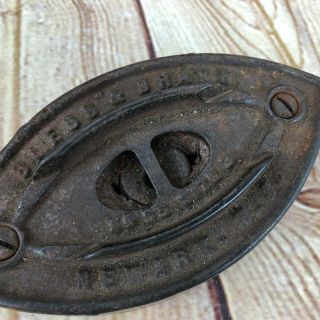Antique Vintage Cast Sad Iron No Handle Door Stop Bliss & Brake Newark Nj