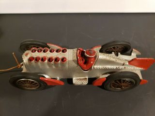 1938 Very Rare Cast Iron Hubley Race Car With Moving Flames Vintage