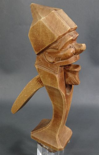 Antique Carved Wood Black Forest Dwarf Nut Cracker Pedestal Ratchet Crackerjack