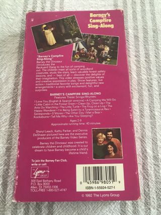 Barney - Barney’s Campfire Sing - Along VHS 1990 The Lyons Group Rare Vintage 3