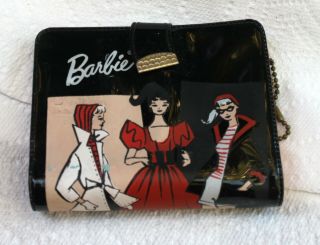 Vintage 1961 Shiny Black Vinyl Barbie Wallet