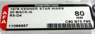 1978 Kenner Star Wars 20 Back - G R5 - D4 AFA 80 NM 11066957 2