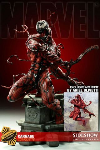 Sideshow Carnage Comiquette W/art Print Ex 1:4 Statue,  Marvel,  Spider - Man,  Venom