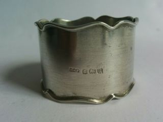 Antique Solid Sterling Silver Napkin Ring.  Birmingham 1919 Maker Unknown