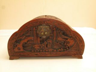 Vtg Antique Carved Wood Oriental Dresser Box Chinese