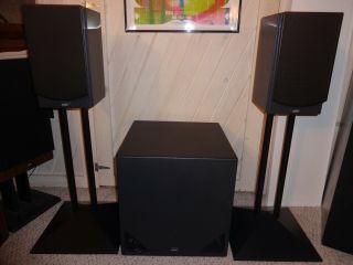 A/d/s/ Ads Sat 6 Speakers In Grey W/ Boxes,  Orig Stands & Ms3 Subwoofer - Rare