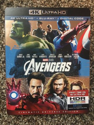Marvel The Avengers 4k Ultra Hd Blu Ray 2 Disc Set,  Rare Oop Slipcover Sleeve