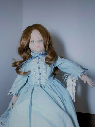 Vintage Stockinette Cloth Doll Real Hair Wig 20 " Artist Made