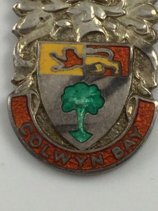 Hallmarked Silver Enamel Fob Medal Colwyn Bay Crest 1956 2