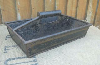 Antique 19th C.  English Country Kitchen Japanned Toleware Cutlery Tray Maids Box