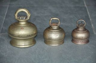3 Pc Old Brass Handcrafted Solid Unique Shape Cow Bells