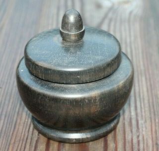 Antique Vanity Pot Wooden Lidded Jar Victorian Trinket Box Black Ebony?