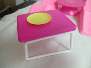 VINTAGE BARBIE FURNITURE POOL PATIO TABLES CHAIRS PLATES MATTEL ARCO 2