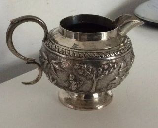 Antique Silver Indian Or South East Asian Small Cream Jug 100g