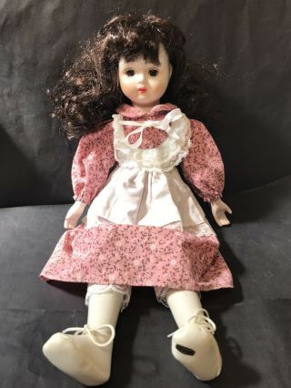 Vintage PORCELAIN DOLL Cloth Body China Legs & Arms In Pink Dress Made in Taiwan 2