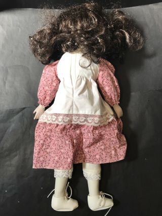 Vintage PORCELAIN DOLL Cloth Body China Legs & Arms In Pink Dress Made in Taiwan 3