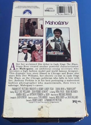 MAHOGANY (VHS) RARE DRAMA - ANTHONY PERKINS (PSYCHO) DIANA ROSS,  BILLY D WILLIAMS 2