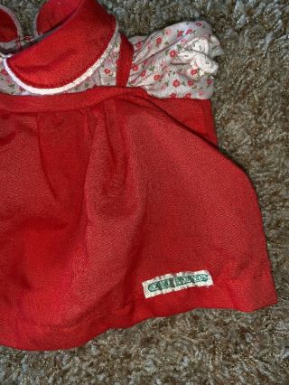 Vintage Cabbage Patch Kids Doll Clothes: Red Shoulder Ties Dress Tagged 2