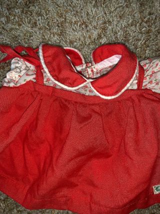 Vintage Cabbage Patch Kids Doll Clothes: Red Shoulder Ties Dress Tagged 3