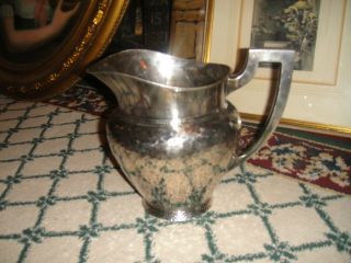 Vintage Arts & Craft Hammered Pitcher - Silverplate On 18 Nickel - M3122 - Gs Co.