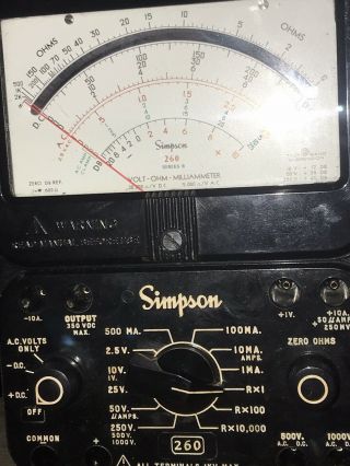 Simpson 260 Analog Multimeter - Repaired Battery Contacts and Calibrated 2