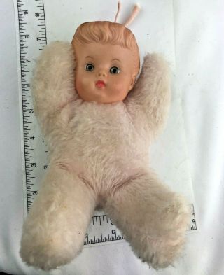 Vintage Cuddle Toys Douglas Pink Baby Doll Vinyl Head Ribbon Pony Tail 2