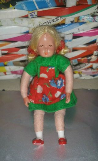 Vintage Dollhouse CACO Girl Doll Blonde Hair GERMANY Bendable Poseable Child 2
