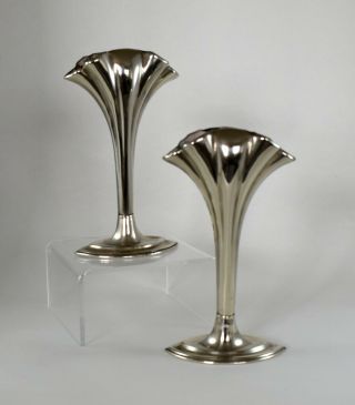 Antique Art Nouveau Silver Plated Bud / Spill Vases