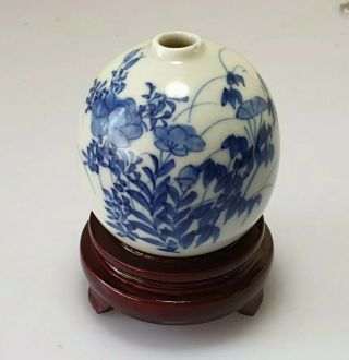 A Stunning Qing Dynasty Blue & White Porcelain Water Vase / Dropper.