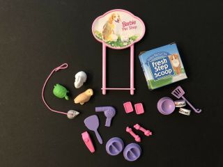 Barbie Doll - Barbie Kitty Fun with Marshmallow Cat & Barbie Pet Shop Toys 1998 2