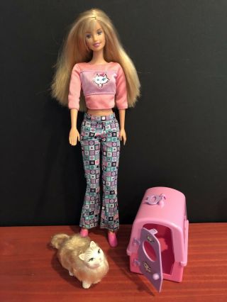 Barbie Doll - Barbie Kitty Fun with Marshmallow Cat & Barbie Pet Shop Toys 1998 3