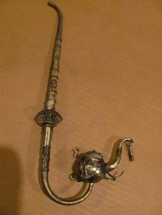 Silver Antique Pipe With Elephant & Filigree Work Asian Collectors