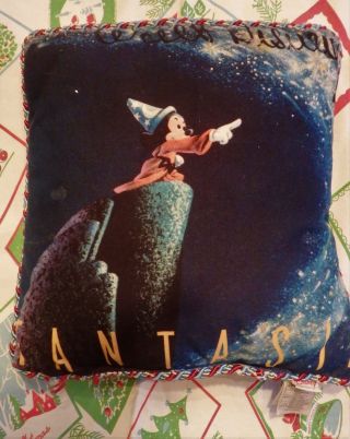 Rare Disney Sorcerer Fantasia Mickey Mouse Throw Pillow Authentic Disney Shop