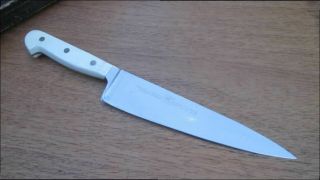 Vintage Henckels Germany 8 " Chef Knife W/rare White Handles - Razor Sharp