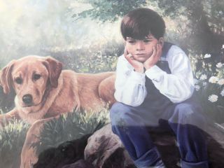 Vintage Picture,  A Boy And His Dog.  Home Interiors.