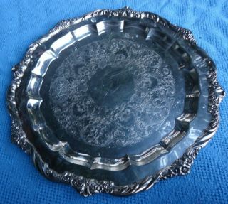 Poole Round Footed Silverplate Tray Old English 12 " 3209