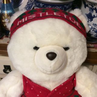 Mistletoe Bear Marshall Field’s Plush Stuffed Animal Vintage Eden Made in Korea 3
