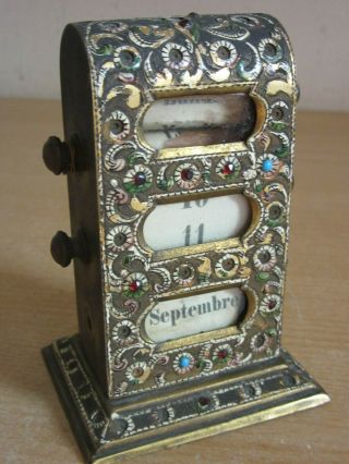 Antique French? Ornate Desk Perpetual Calendar,  Month,  Day,  Weekday