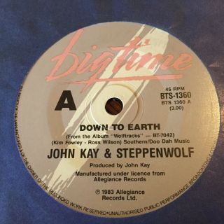 John Kay & Steppenwolf - - Down To Earth - Rare 1983 Australian Big Time 7 " 45