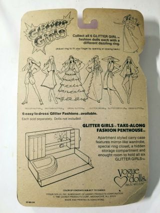 Vintage Glitter Girls Crystal Doll with Ring by Vogue Dolls 1982 On Card 2