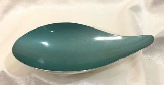 REED and BARTON 65 Footed Vintage Teal Enamel Silverplate Candy Dish Bowl 3