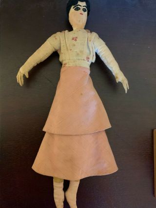 Antique cloth folk art rag girl doll - 11 