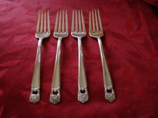 1847 Rogers Bros.  Is " Eternally Yours " 4 Silver Plate Dinner Forks
