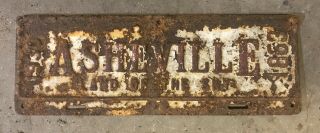 1930 Asheville City License Plate (rare)