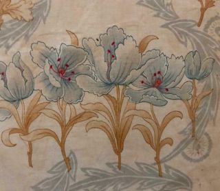 PIECE LATE 19th CENTURY FRENCH FINE LINEN COTTON,  POPPIES 454 3