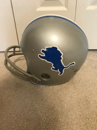 RARE VINTAGE DETROIT LIONS FULL SIZE HELMET SIZE SMALL RAWLINGS 8 - 83 SILVER/BLUE 3